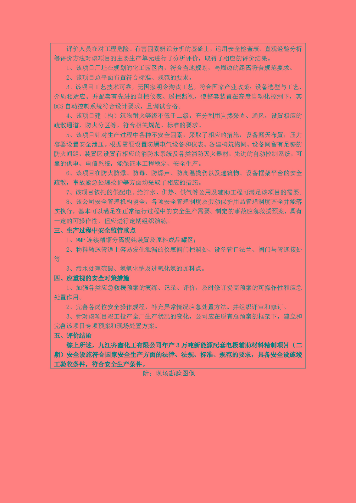 安全评价报告基本信息公开表(九江齐鑫化工有限公司)