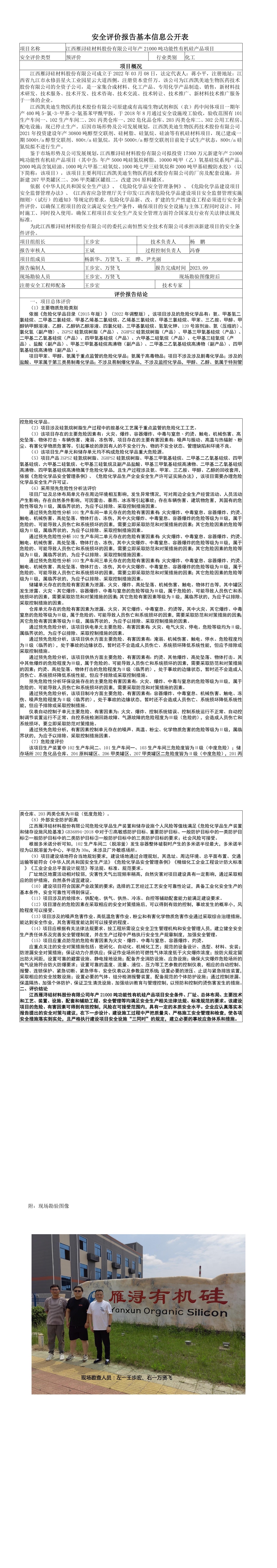 安全评价报告基本信息公开表（雁浔）