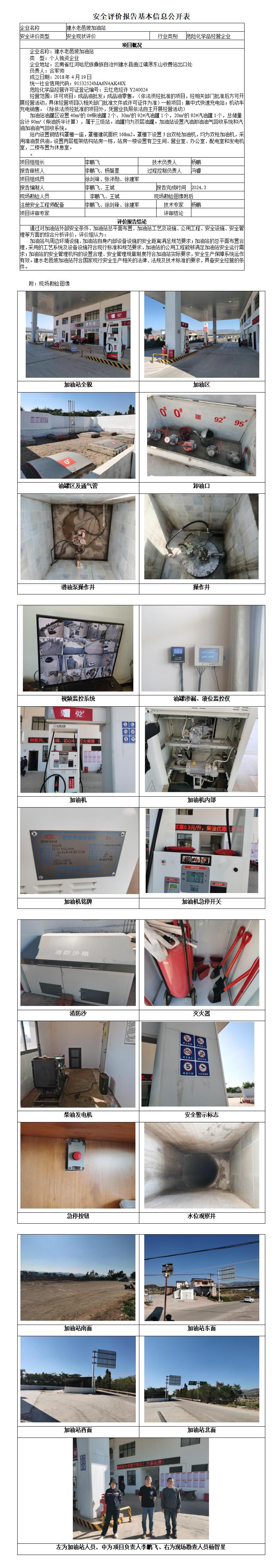 基本信息公开表（建水老邑坡加油站）
