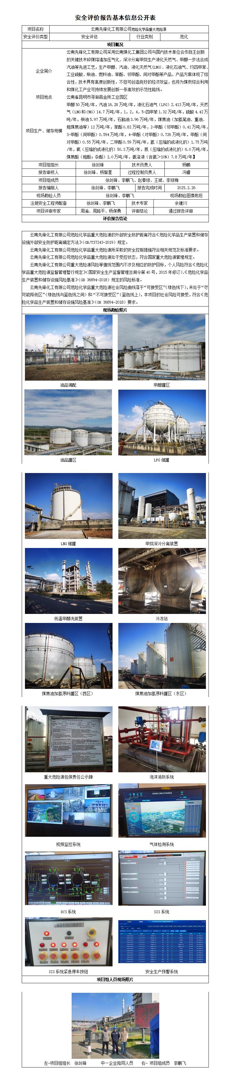 安全评估报告基本信息公开表先锋化工重大危险源评估