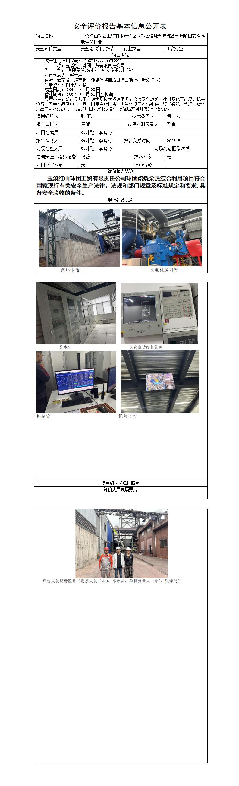 安全评价报告基本信息公开表（球团）