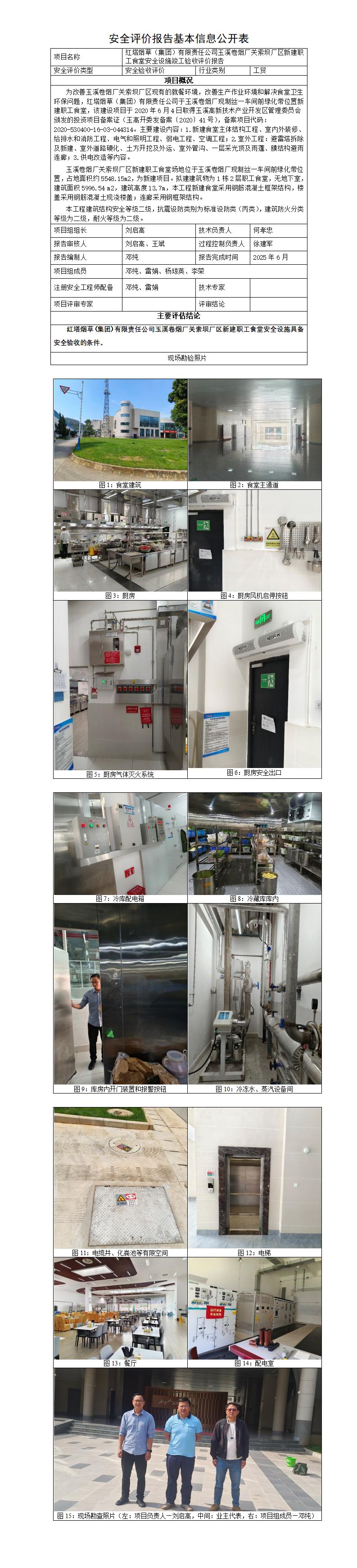 基本信息公开表——玉溪卷烟厂食堂验收