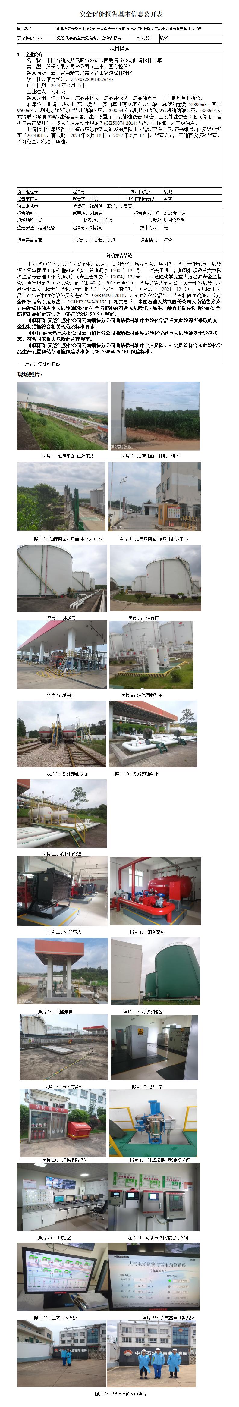 安全评价报告基本信息公开表（松林）