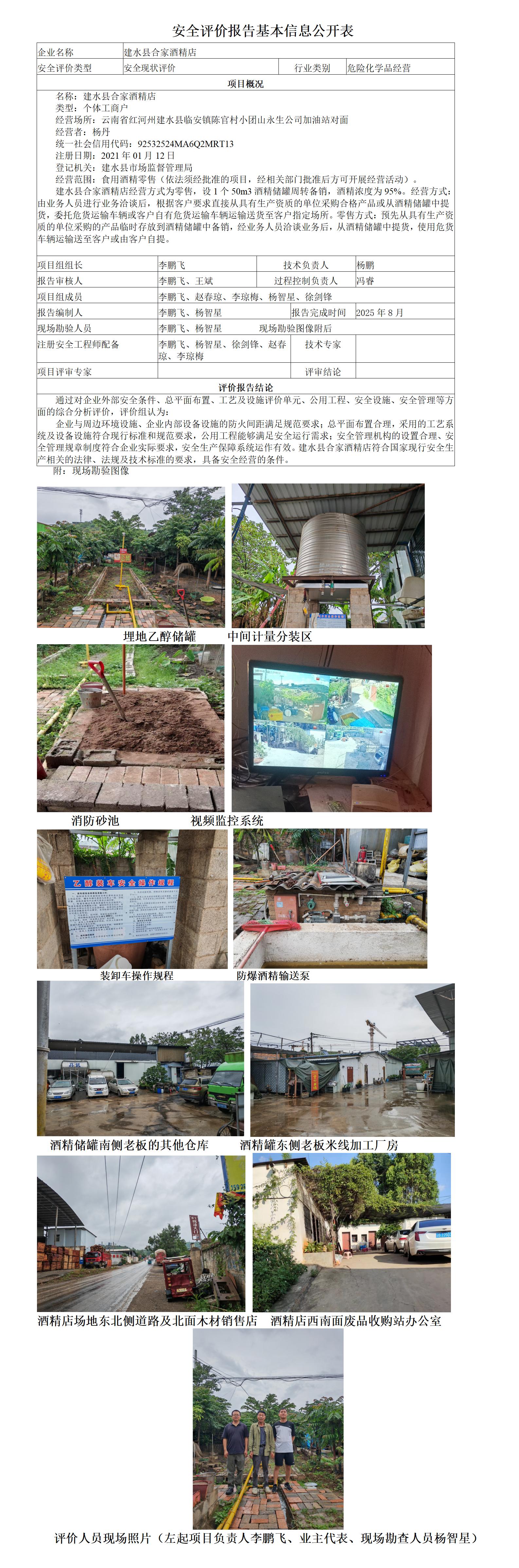 基本信息公开表（建水县合家酒精店现状）