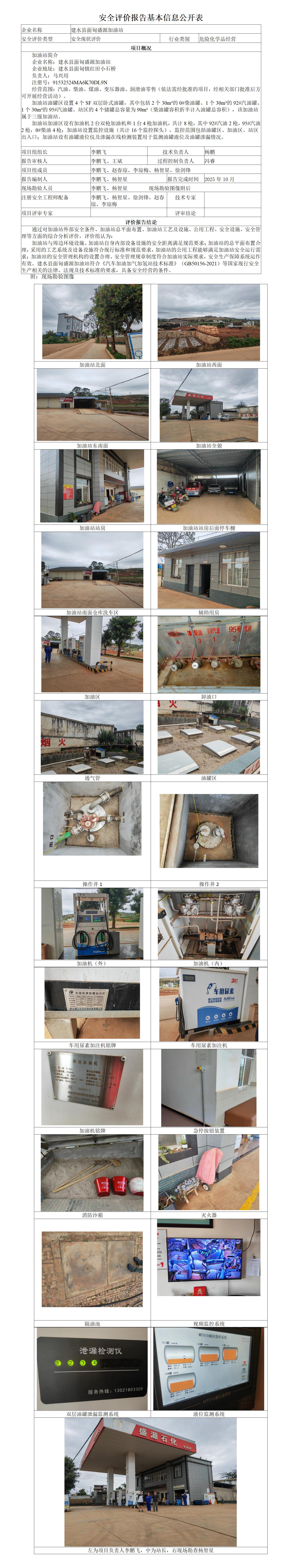 基本信息公开表（建水县面甸盛源加油站现状）